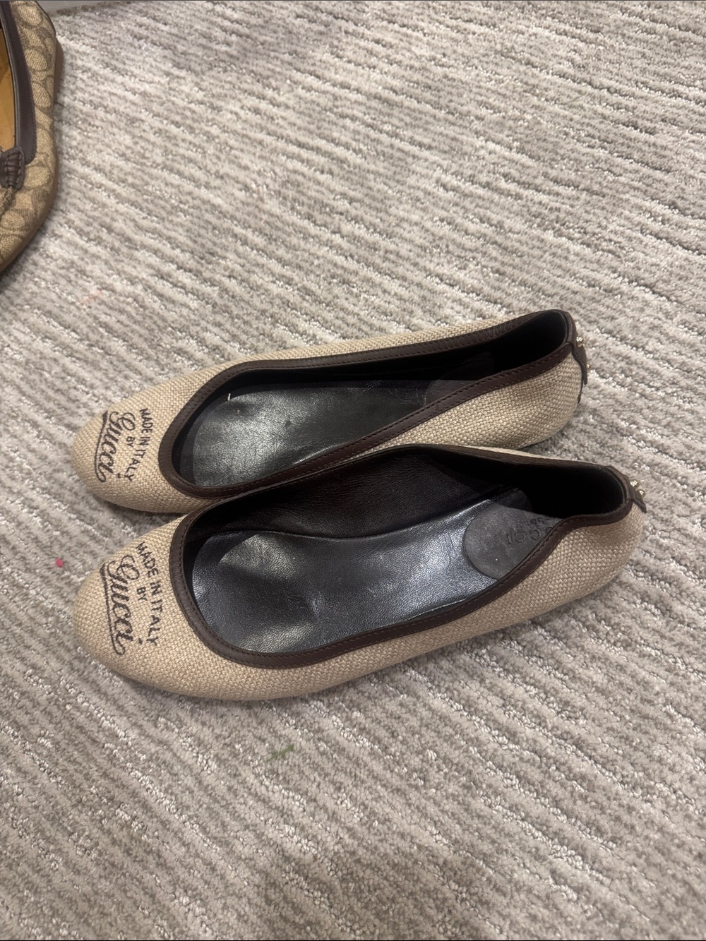 Vintage Gucci Logo Canvas Ballet Flats Made in Italy Size 40 - Picture 2 of 5